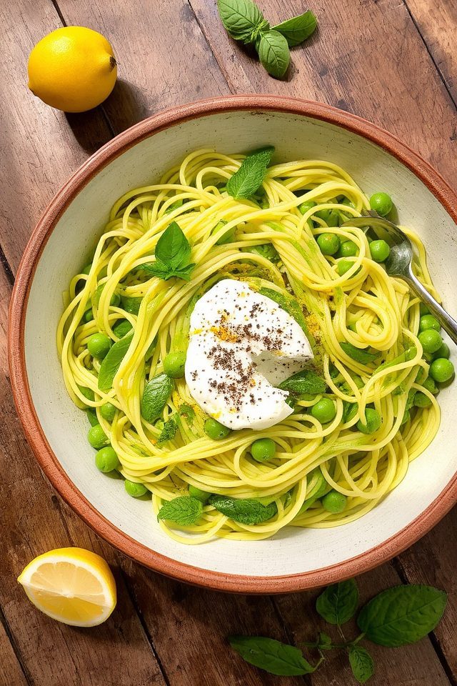burrata snap pea pasta