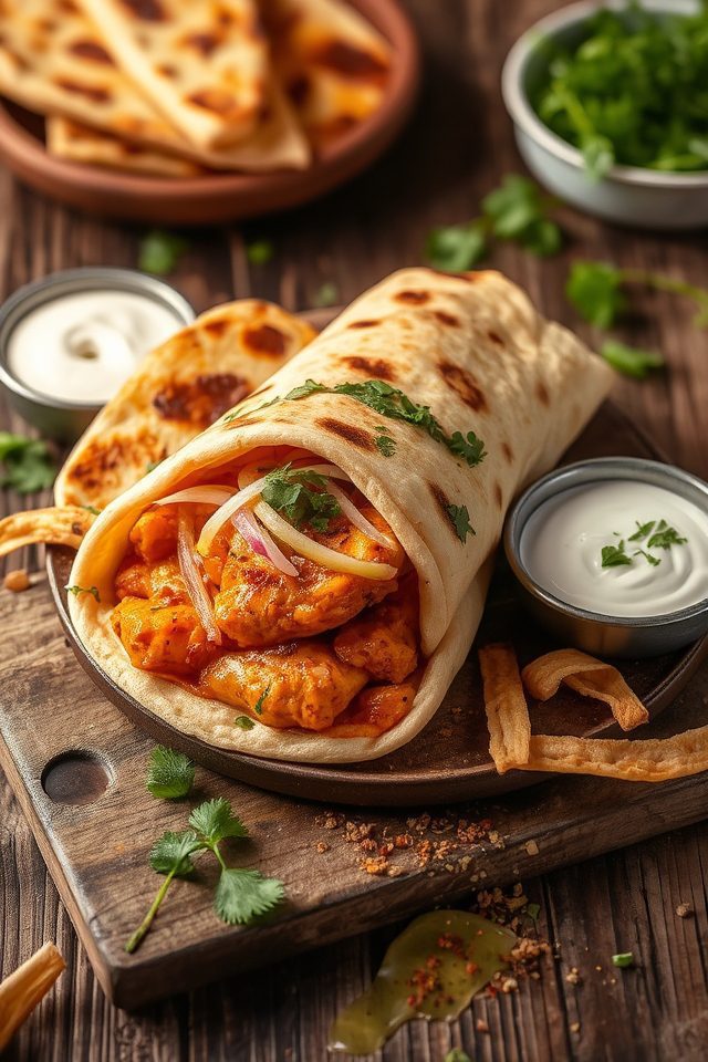 butter chicken naan wraps
