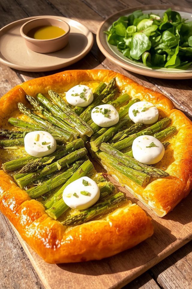 buttery asparagus goat tart