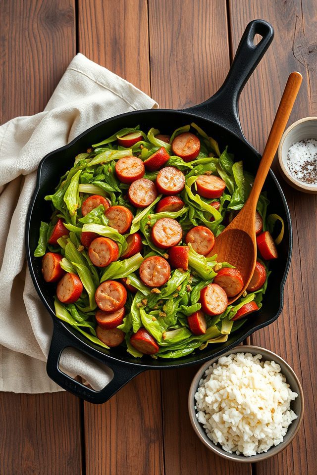 cabbage sausage quick meal