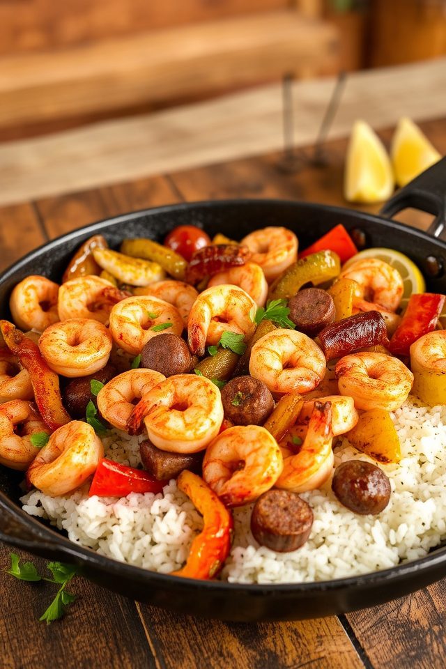 cajun shrimp skillet dish