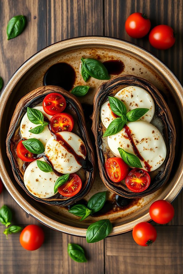 caprese filled portobello mushrooms