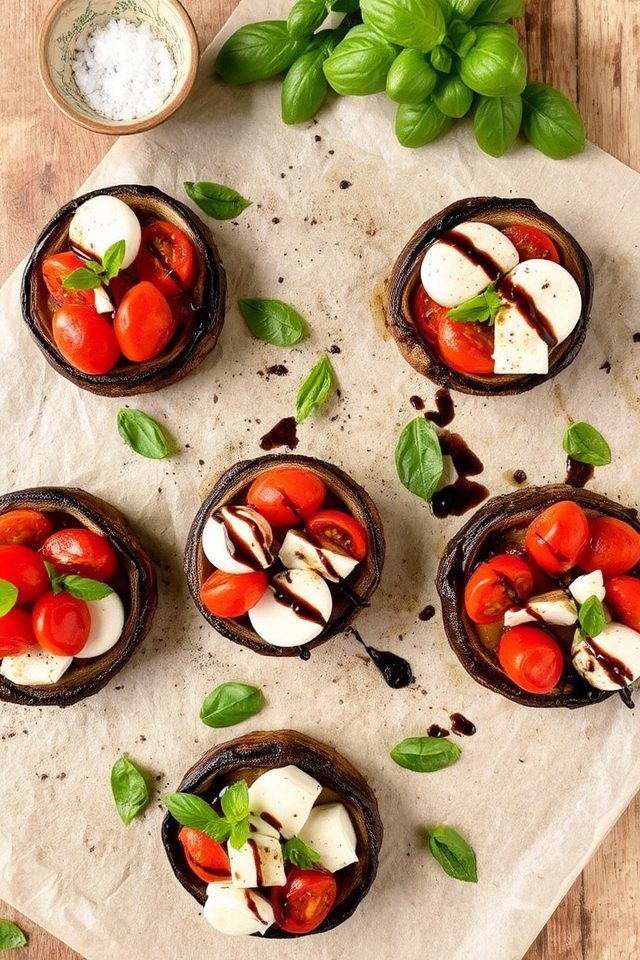 caprese mushrooms with balsamic
