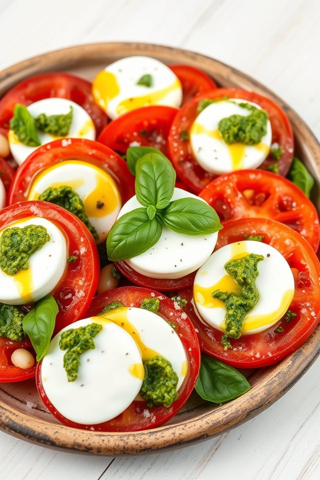 caprese salad pesto beans