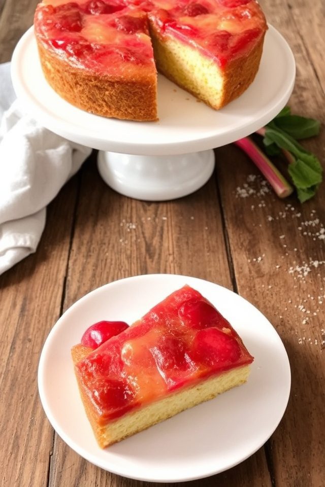 caramelized rhubarb inverted cake