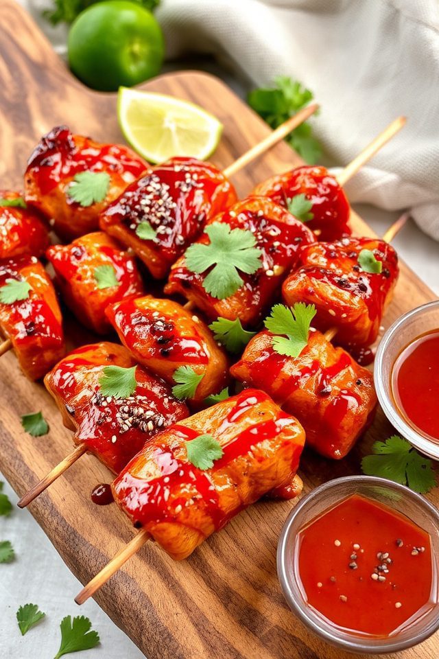 caramelized sweet chili skewers