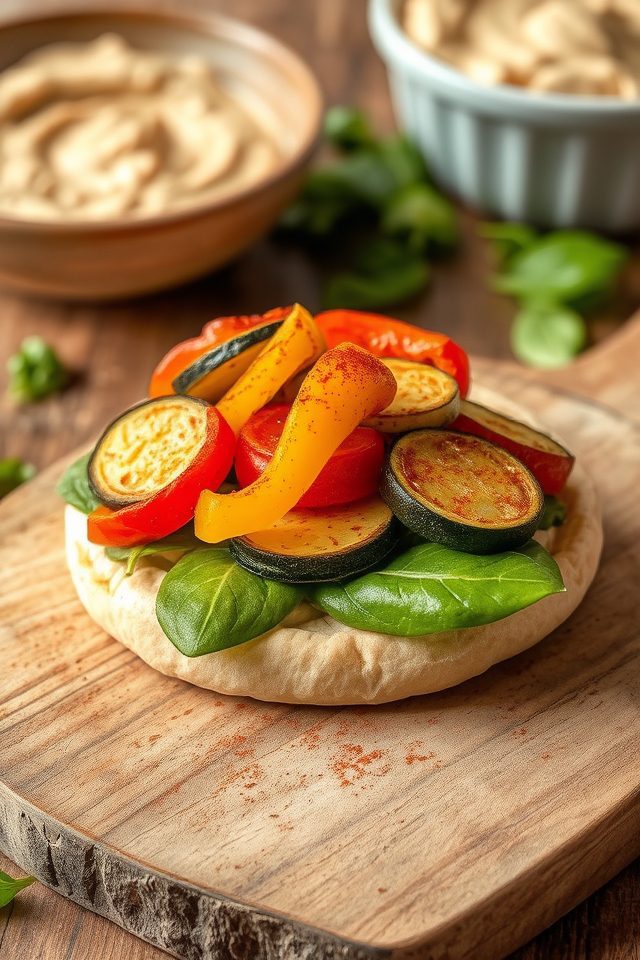 caramelized vegetables creamy hummus