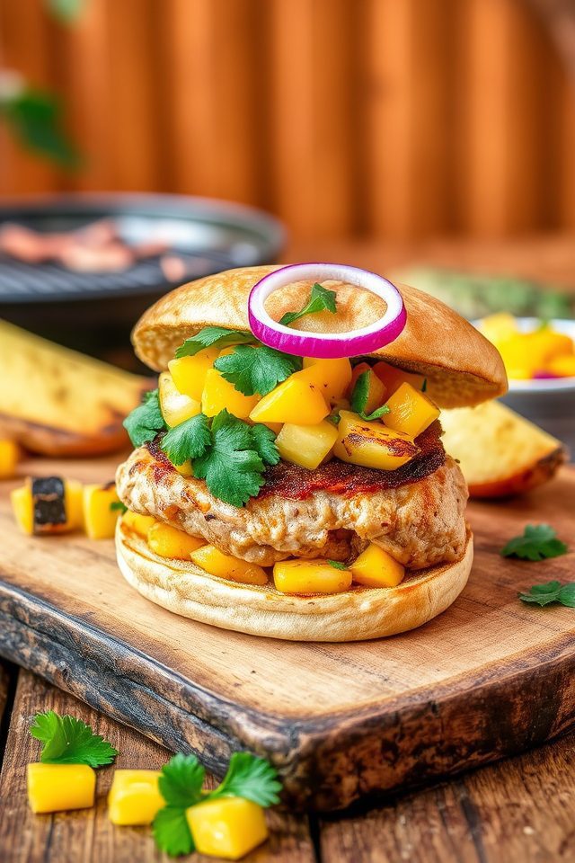 caribbean style chicken burgers