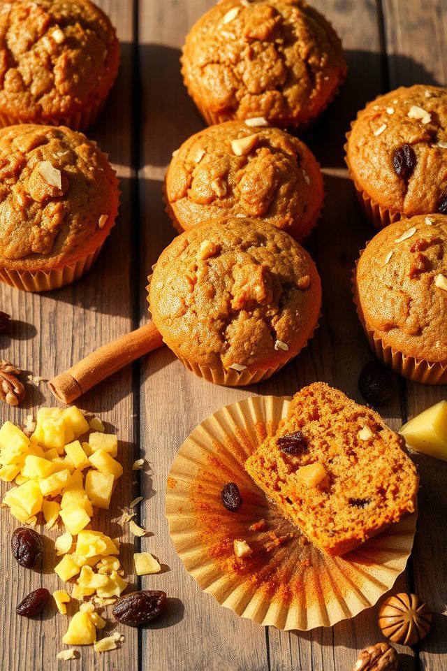 carrot pineapple breakfast muffins