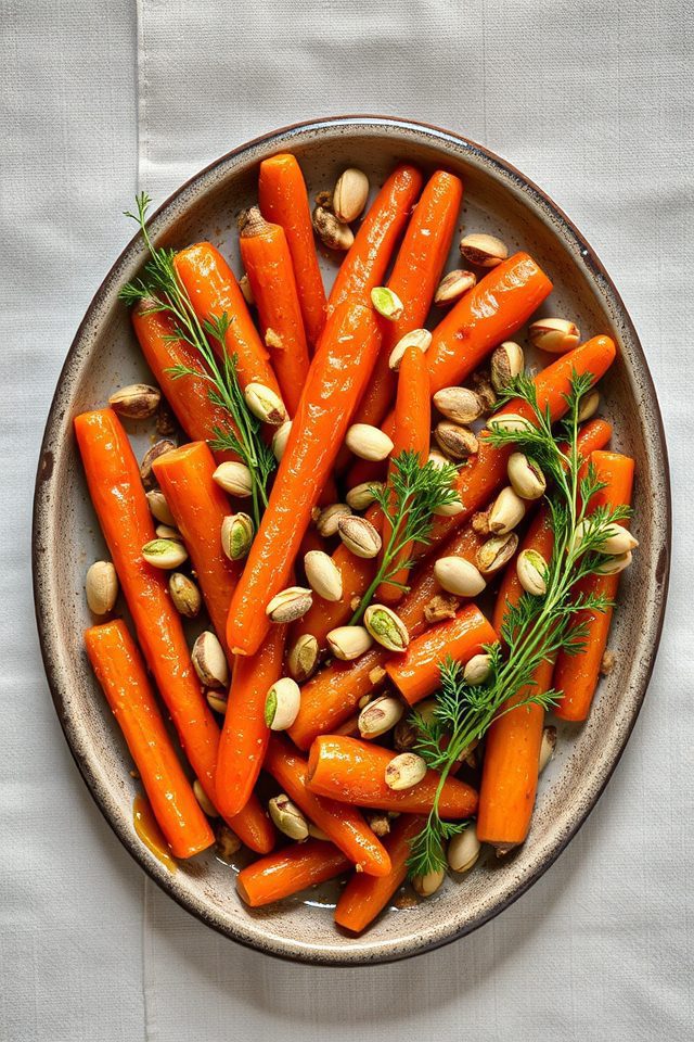 carrots pistachios honey glaze