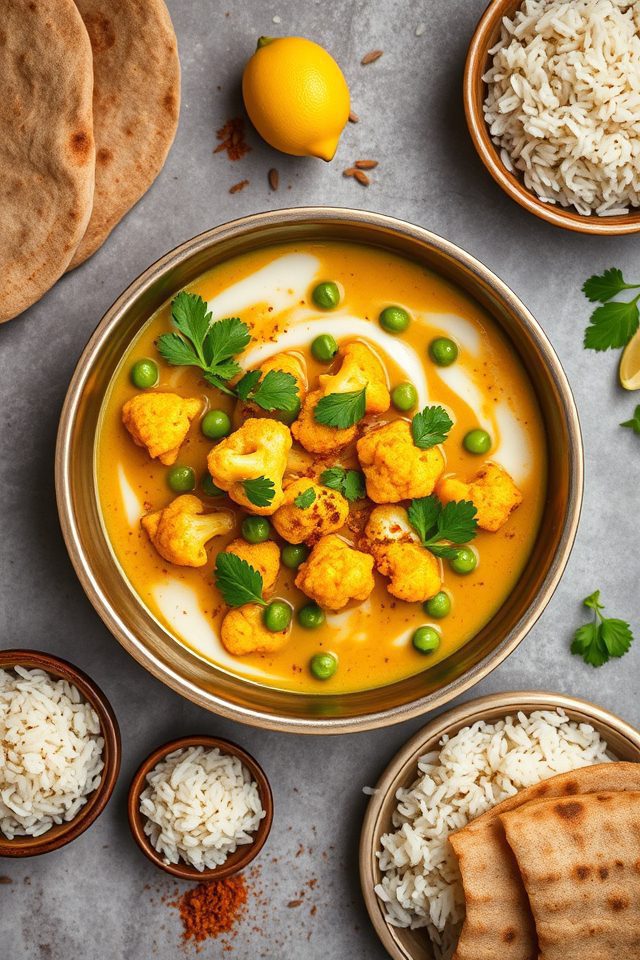cauliflower pea coconut curry