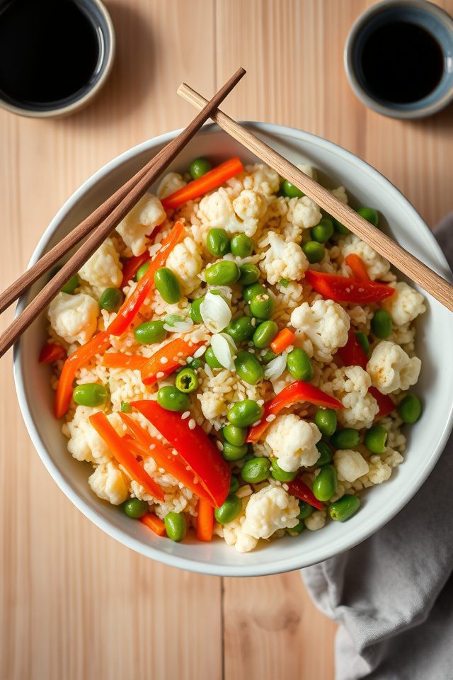cauliflower rice with edamame