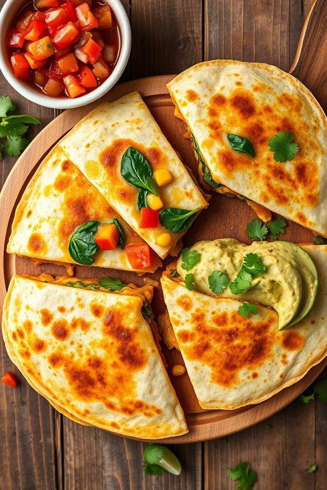 cheese filled vegetable quesadillas