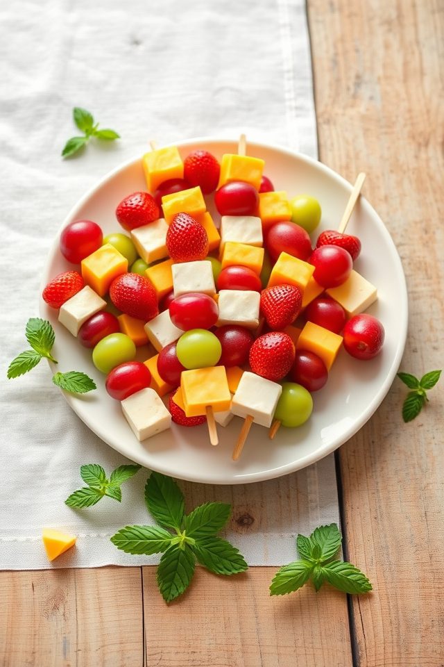 cheese fruit skewered appetizer