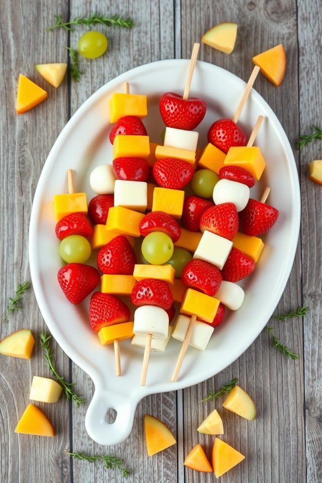 cheese fruit skewered snack