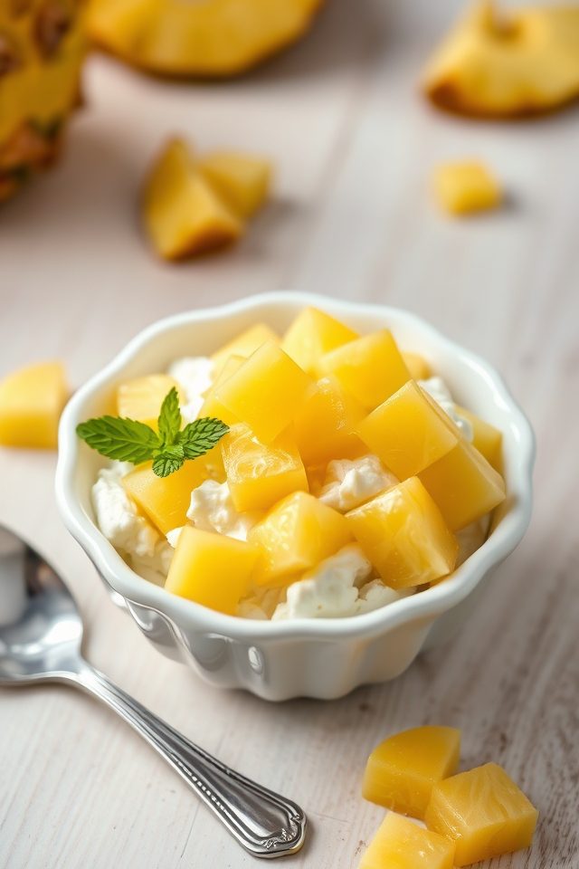 cheese mixed with pineapple