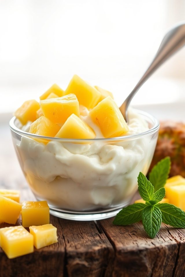 cheese mixed with pineapple