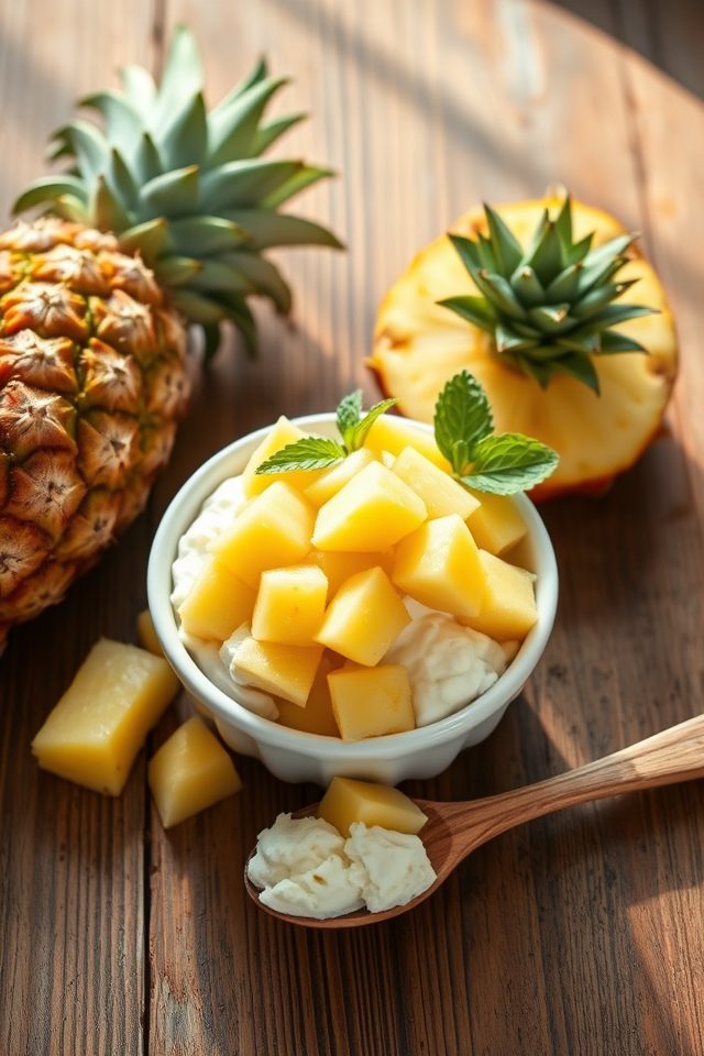 cheese mixed with pineapple