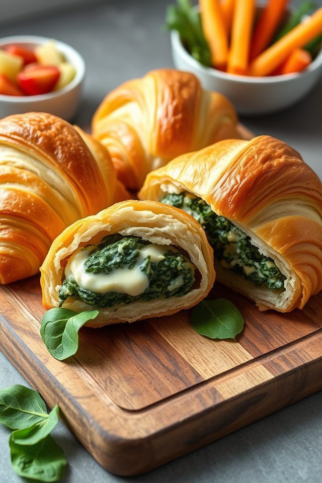 cheese spinach filled croissants