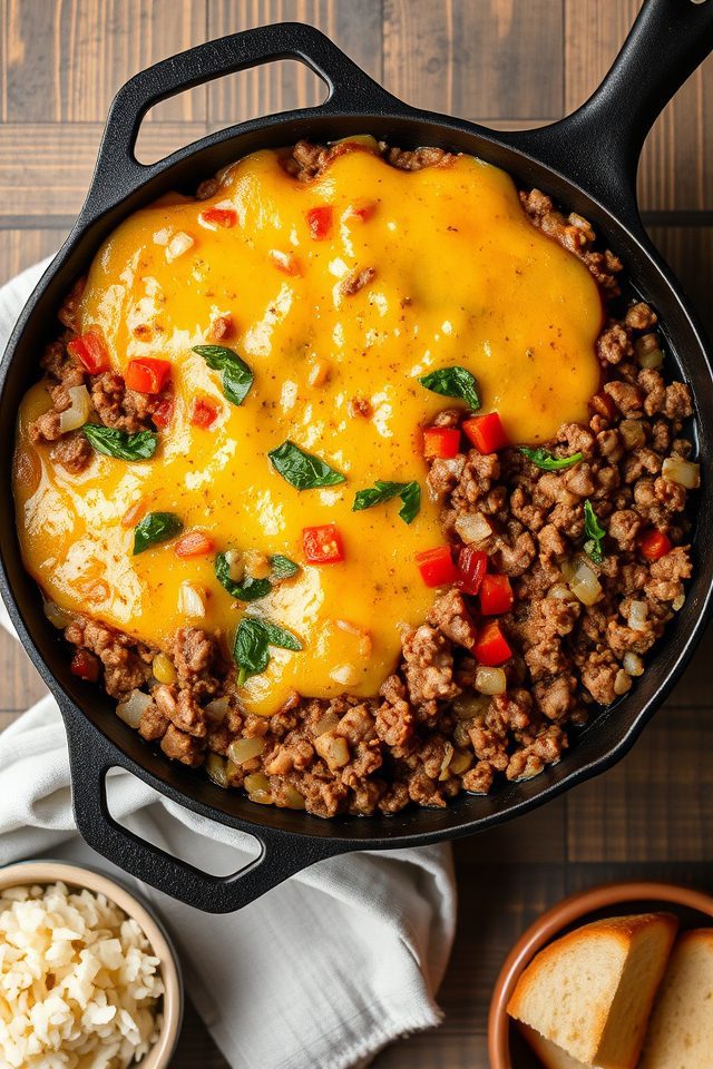 cheesy beef skillet recipe