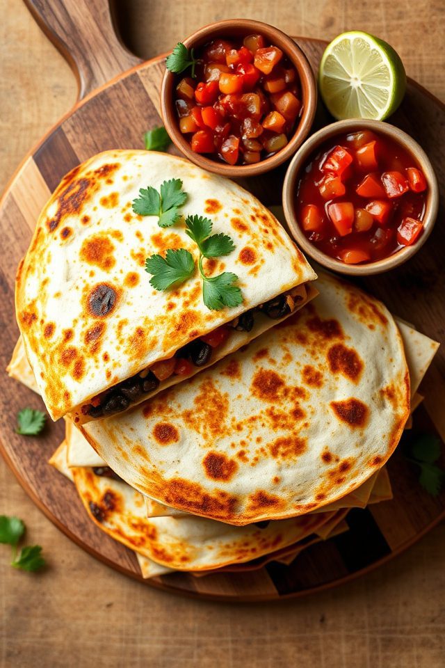 cheesy black bean quesadillas