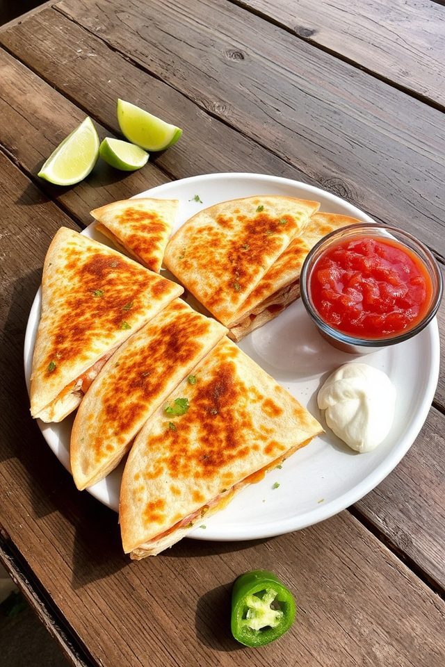 cheesy chicken tortilla quesadilla