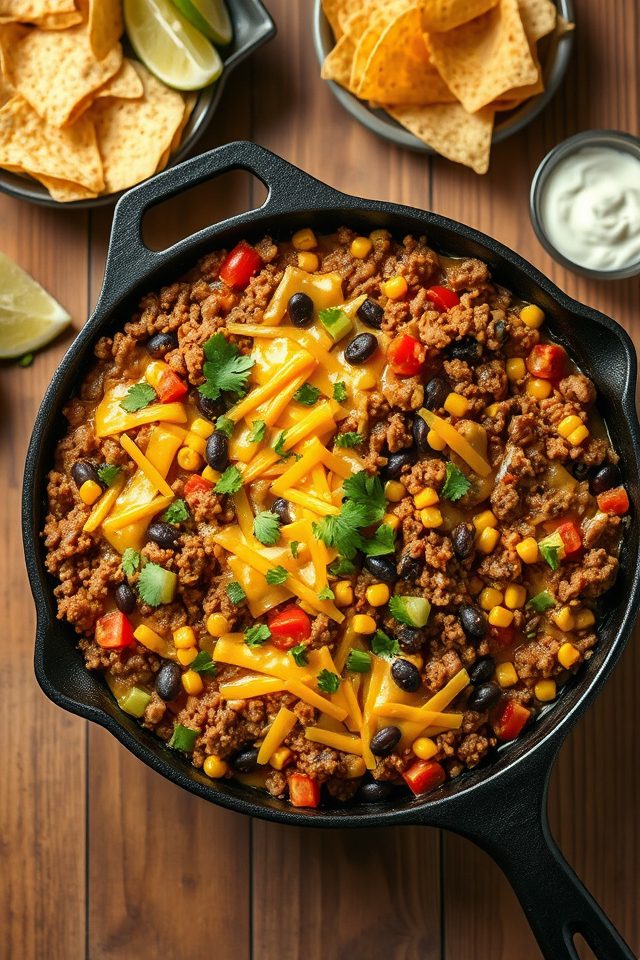 cheesy one pot taco skillet