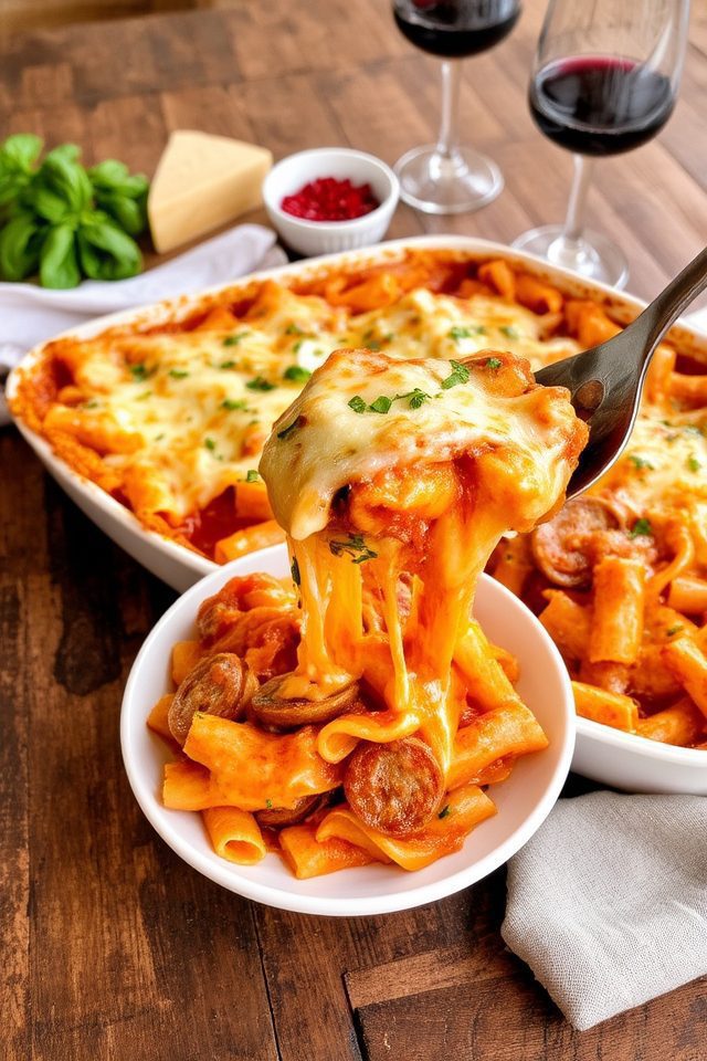 cheesy sausage pasta casserole