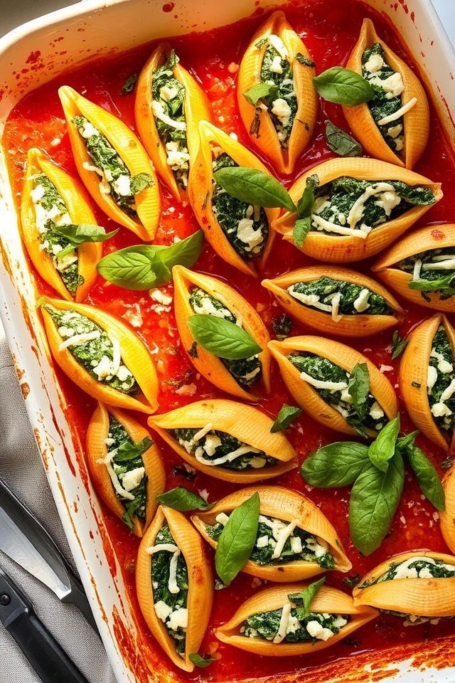 cheesy spinach stuffed shells
