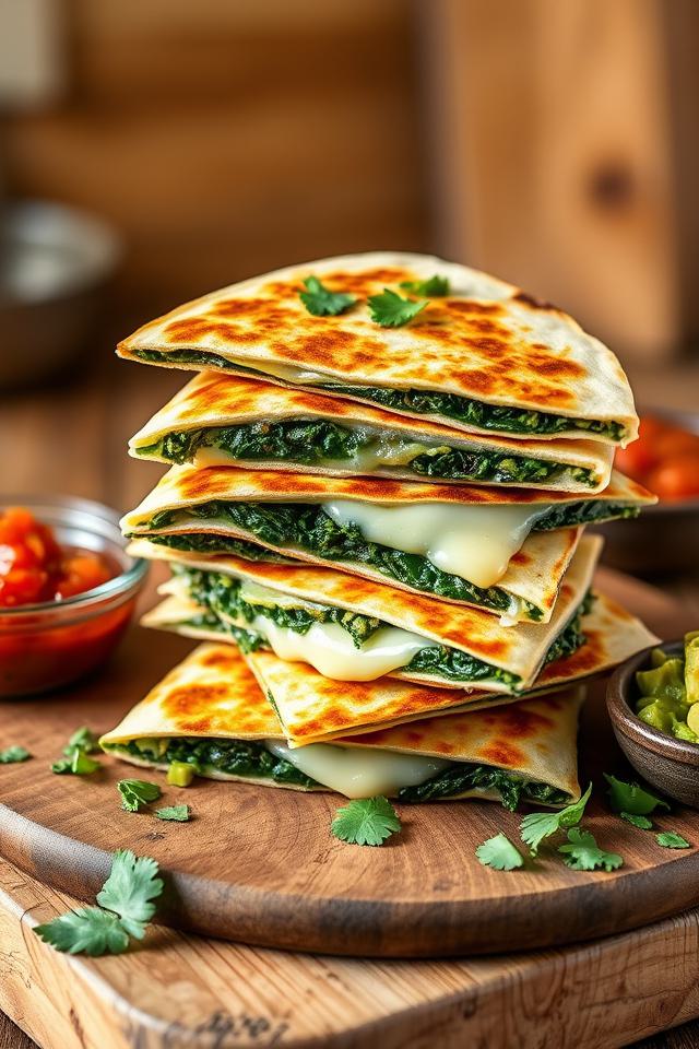 cheesy spinach stuffed tortillas