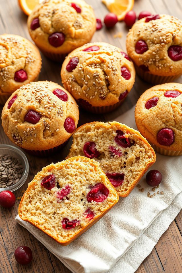chia cranberry orange muffins
