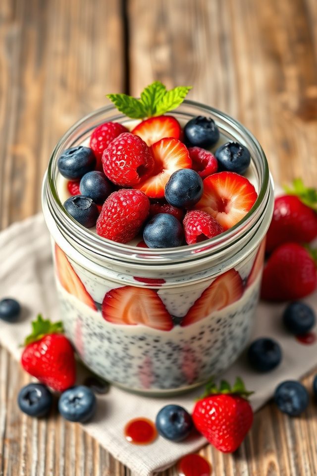 chia pudding berry topping