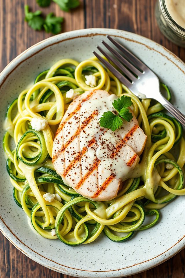 chicken alfredo with zoodles
