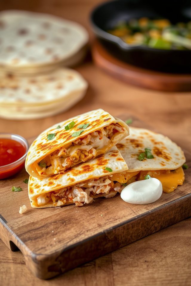 chicken and cheese quesadillas