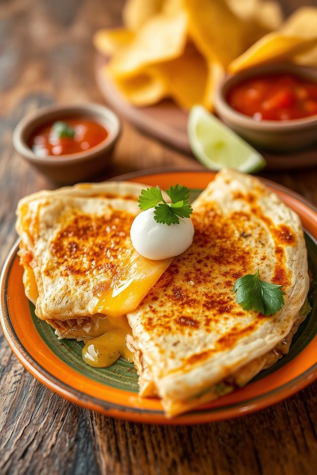 chicken and cheese quesadillas
