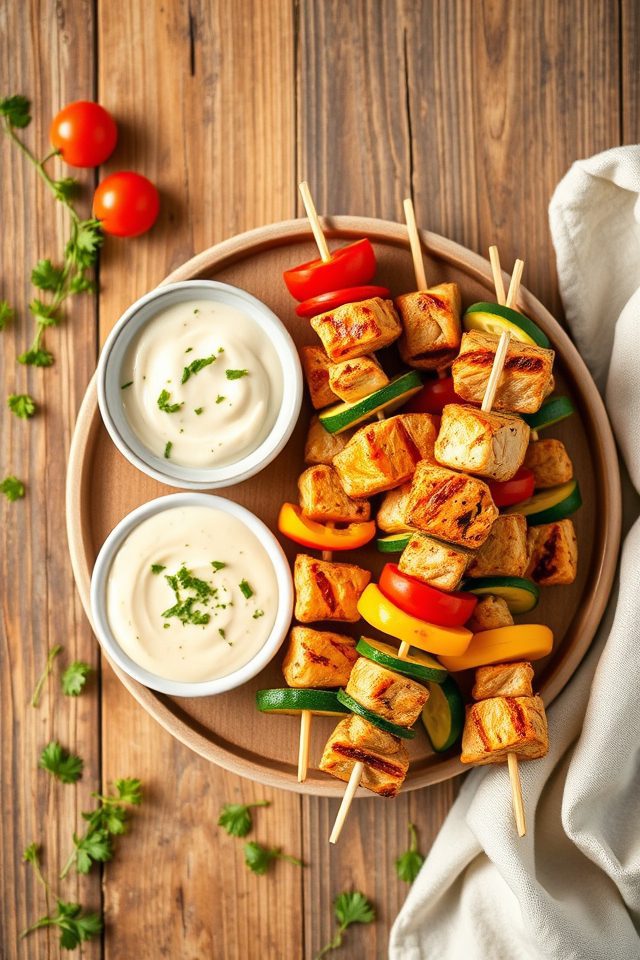 chicken and vegetable skewers