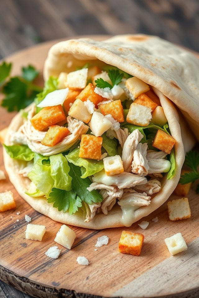 chicken caesar salad pitas