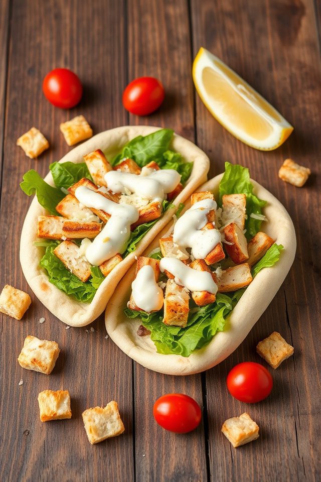 chicken caesar stuffed pita
