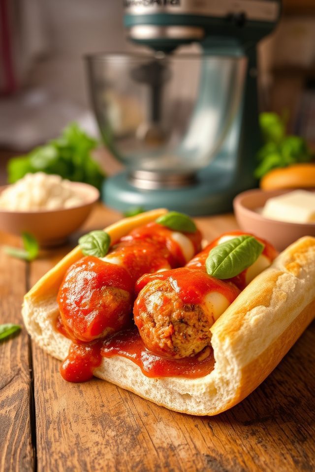 chicken meatball sub sandwiches
