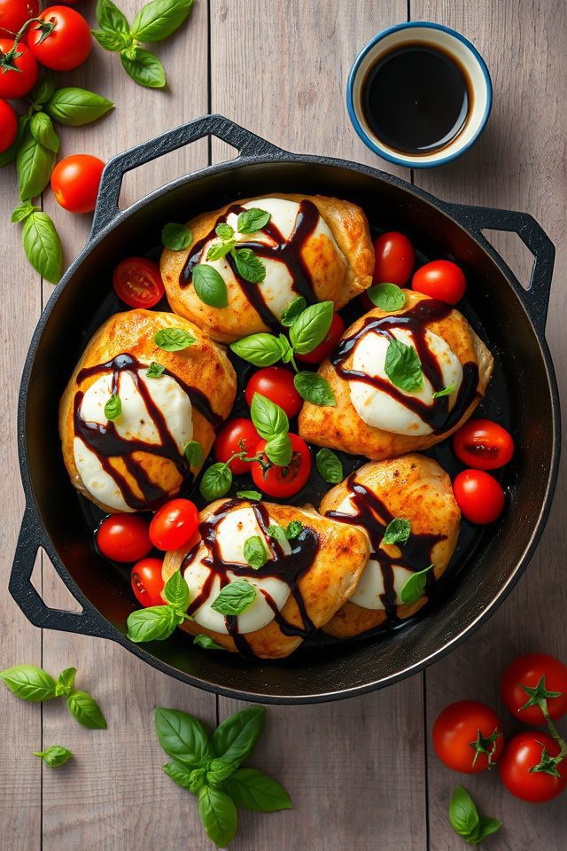 chicken mozzarella tomato skillet
