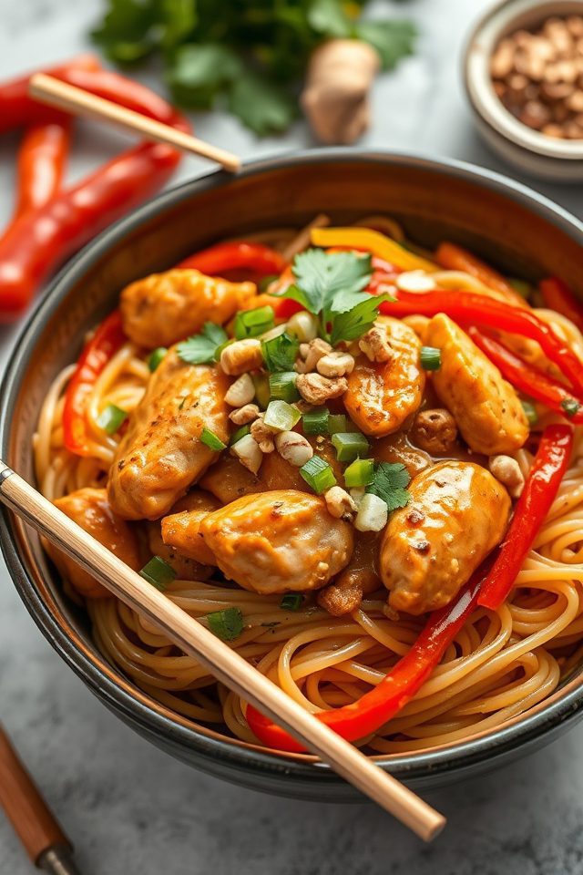 chicken noodles with peanuts