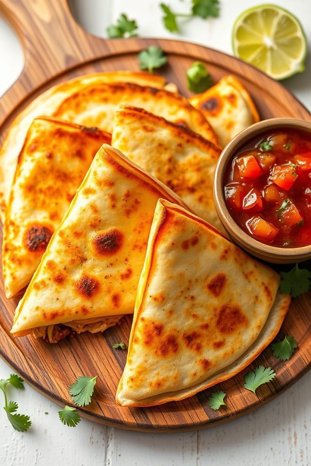 chicken quesadilla salsa triangles