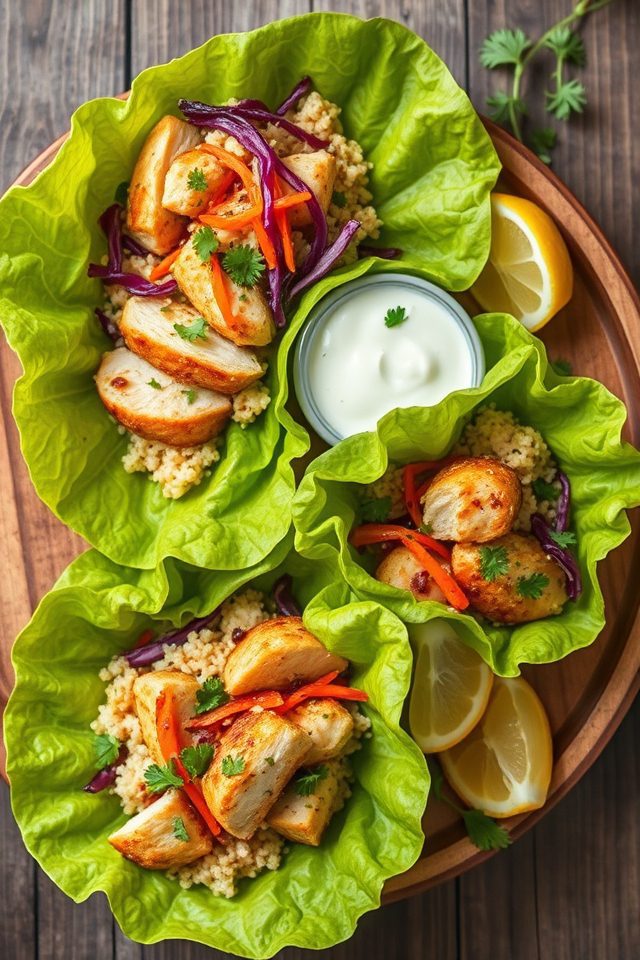 chicken quinoa lettuce wraps