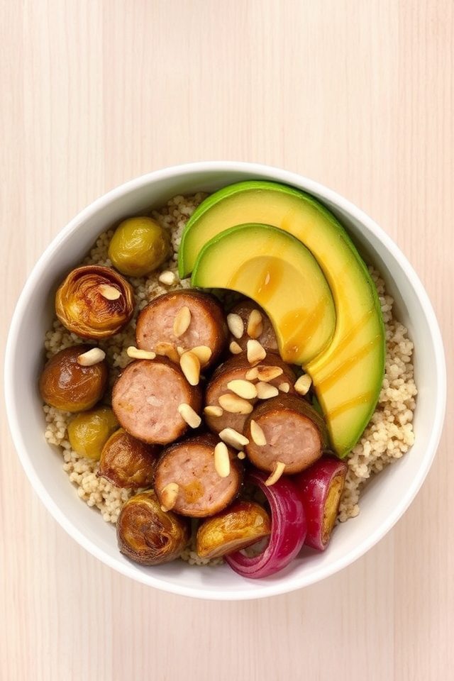 chicken sausage quinoa bowl