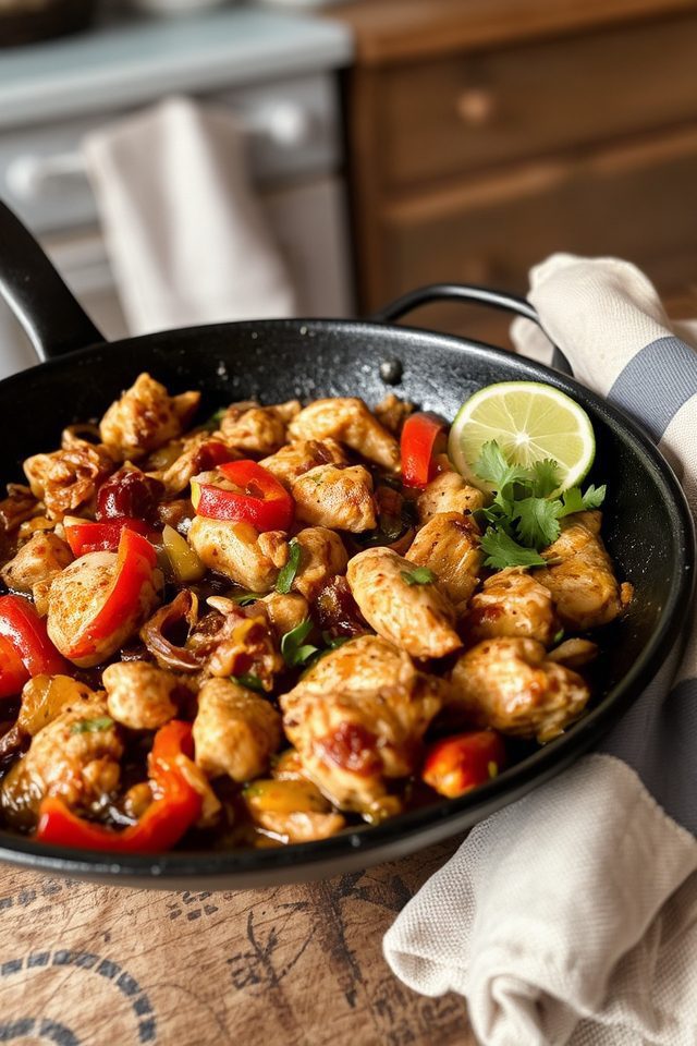chicken thigh fajita dish