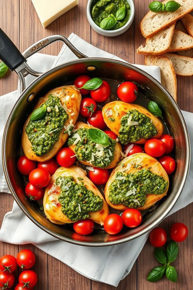 chicken tomato pesto skillet