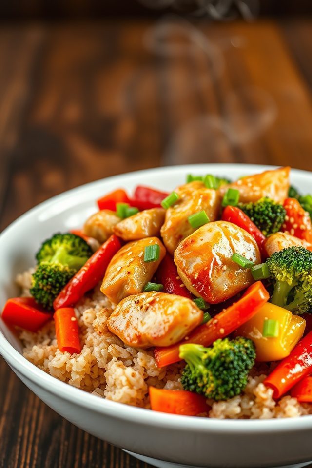 chicken veggie brown rice