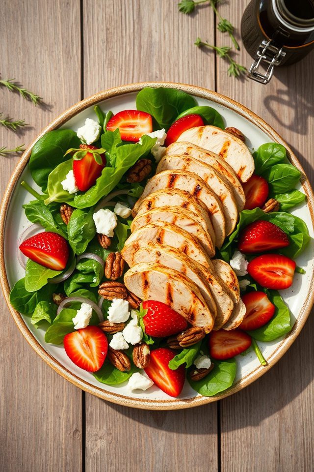 chicken with strawberry salad