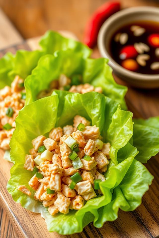 chicken wrapped in lettuce