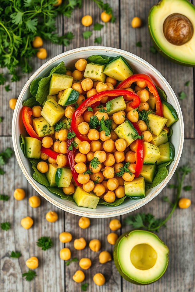 chickpea avocado salad bowl